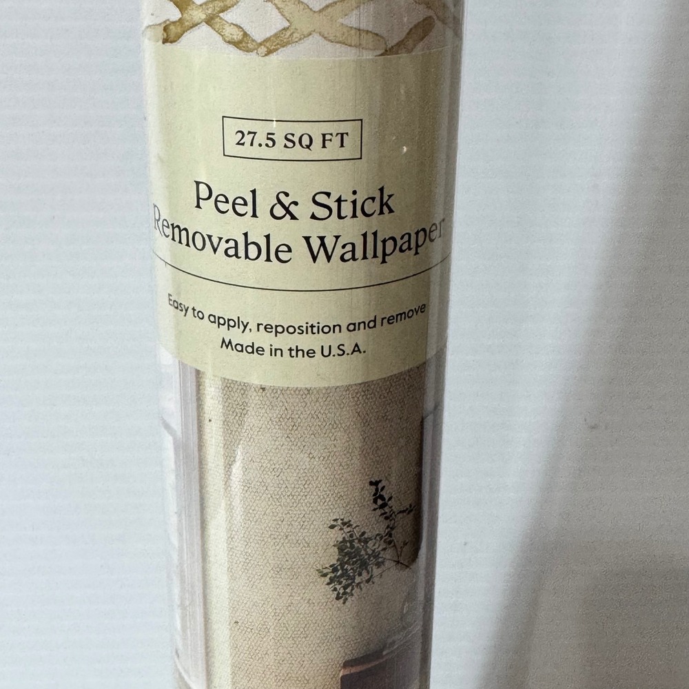 Threshold Peel & Stick Removable Wallpaper Metallic Crosshatch Golden Oat 27.5SF